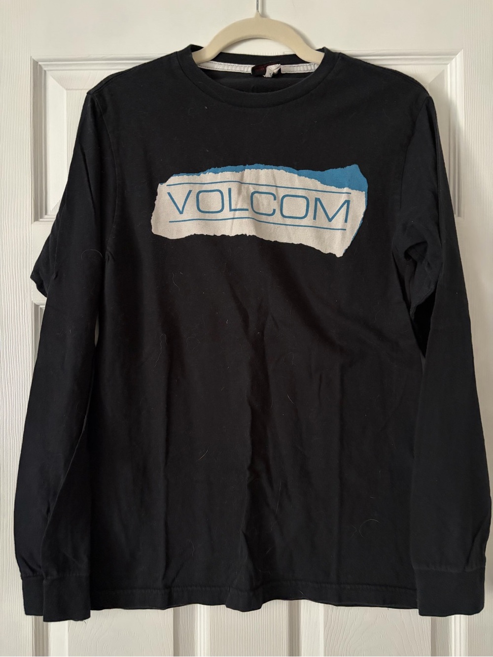 Volcom Black Long Sleeve Tee with Blue & White Logo